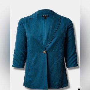 Torrid teal blue linen blazer - size 4